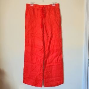 LOFT Orange 100% Linen Wide Leg Pants
